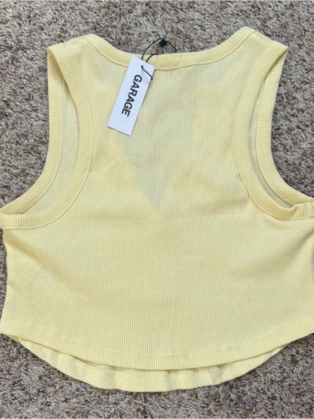 Garage Yellow Ribbed V-Neck Button Tank - Picture 2 of 2